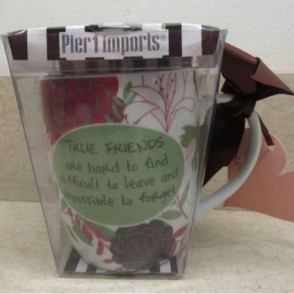 Pier One Purple and Green Floral True Friends Are Hard to Find Mug NIB G7 - Picture 1 of 6